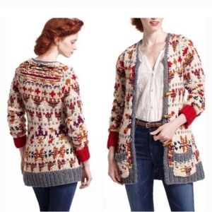 Sleeping On Snow Women's Fair Isle Knit Cardigan Sweater M